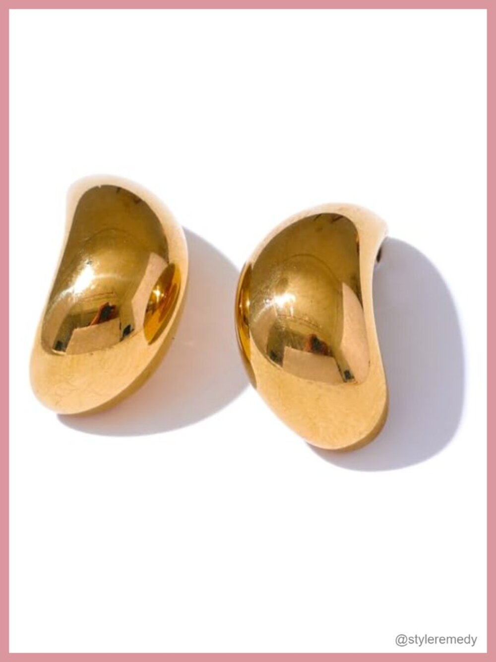 18K Gold Plated Stainless Steel Waterproof Dome Stud Earrings Hypoallergenic